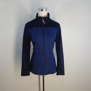 Women's Talbots Blue Quilted Full Zip Up Fleece Jacket sz Medium